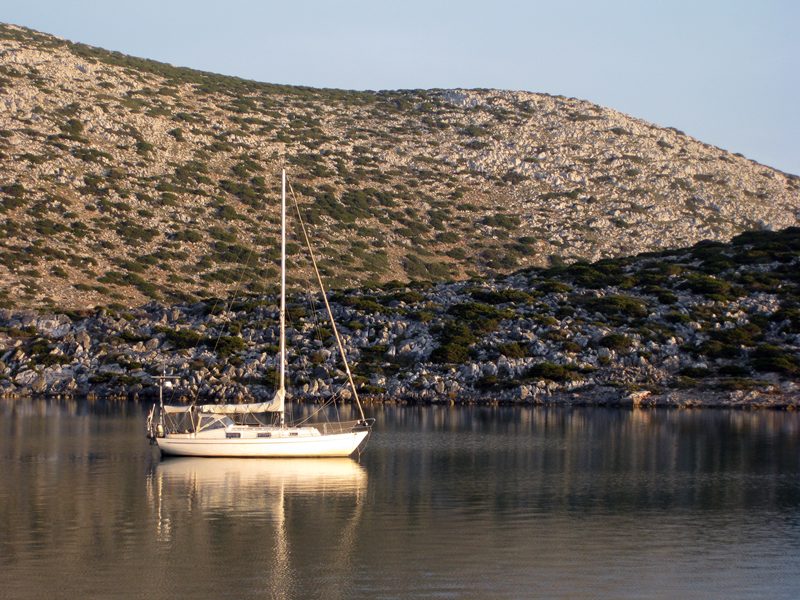voor anker in Astipalaia